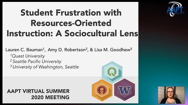 Student Frustration with Resources-Oriented Instruction: A Sociocultural Lens