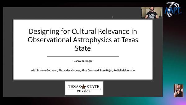 Designing for Cultural Relevance in Observational Astrophysics at Texas State