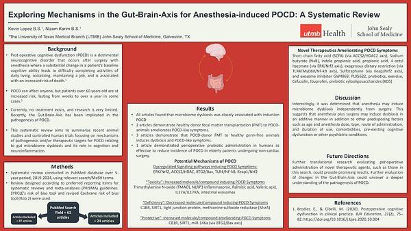 Exploring Mechanisms in the Gut-Brain-Axis for Anesthesia-induced POCD: A Systematic Review