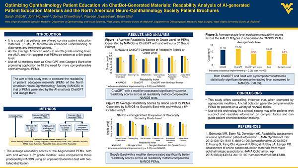 Optimizing Ophthalmology Patient Education via ChatBot-Generated Materials: Readability Analysis of AI-generated Patient Education Materials and the North American Neuro-Ophthalmology Society Patient Brochures