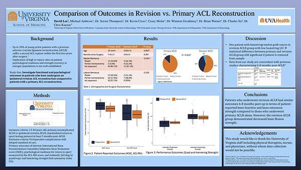 Comparison of Outcomes in Revision vs. Primary ACL Reconstruction