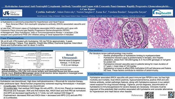 Hydralazine-Associated Anti-Neutrophil Cytoplasmic Antibody Vasculitis and Lupus with Crescentic Pauci-Immune Rapidly Progressive Glomerulonephritis - A Case Report