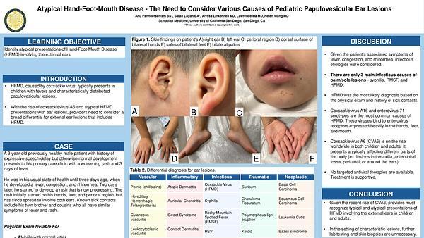 Atypical Hand-Foot-Mouth Disease - The Need to Consider the Various Causes of Pediatric Papulovesicular Ear Lesions 