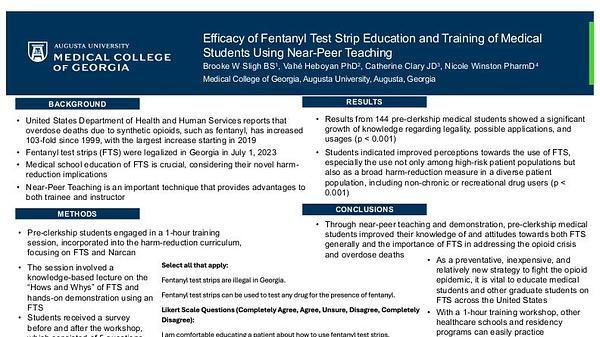Efficacy of Fentanyl Test Strip Education and Training of Medical Students Using Near-Peer Teaching