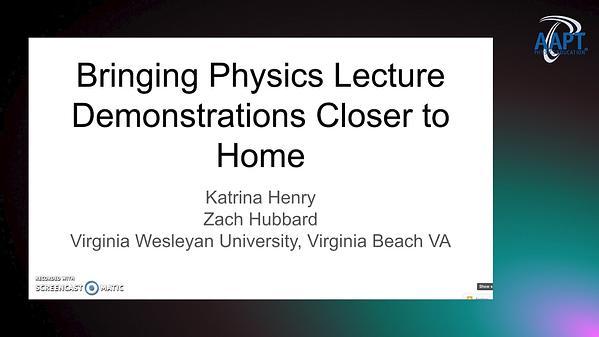 Bringing Physics Lecture Demonstrations Closer to Home