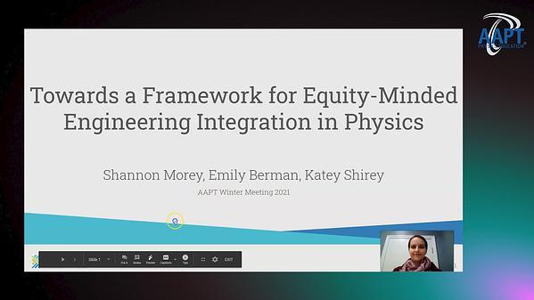 Towards a Framework for Equity-Minded Engineering Integration in Physics