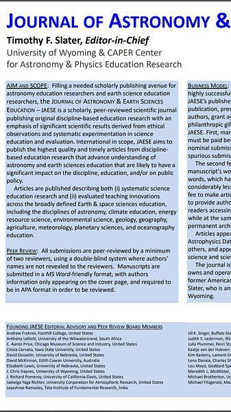 Evolution of the Journal of Astronomy & Earth Sciences Education