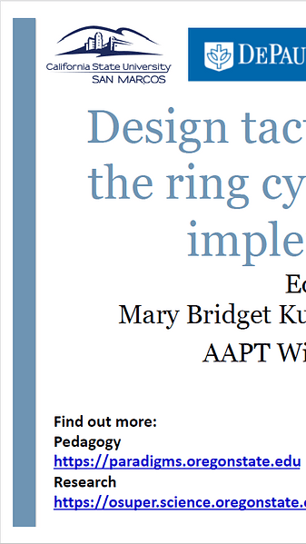 Design tactics for adapting the ring cycle in secondary implementations