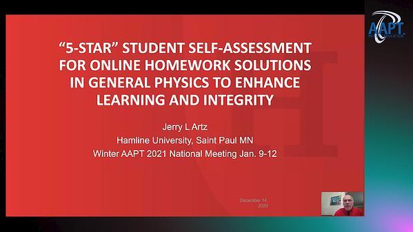 "5-Star" Student Self-Assessment for Online Homework Solutions in General Physics