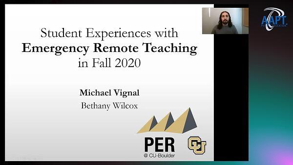 Student Experiences with Emergency Remote Teaching in Fall 2020