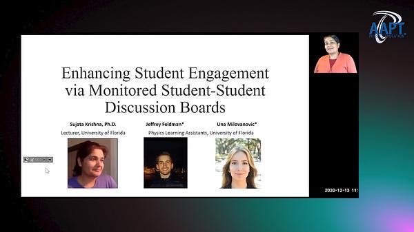 Enhancing Student Engagement via a Monitored Student-Student Discussion Board
