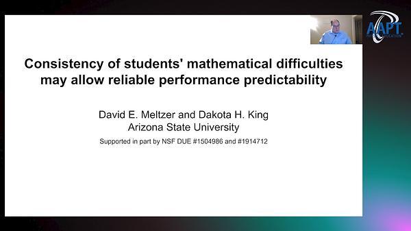 Consistency of Students' Mathematical Difficulties May Allow Reliable Performance Predictability