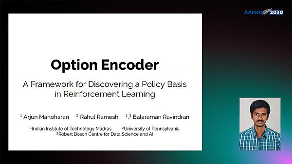 Option Encoder : A framework for Discovering a Policy Basis in Reinforcement Learning