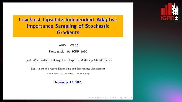 Low-Cost Lipschitz-Independent Adaptive Importance Sampling of Stochastic Gradients