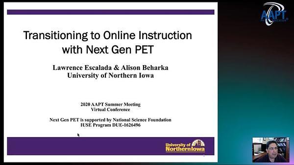 Transitioning to Online Instruction with Next Gen PET