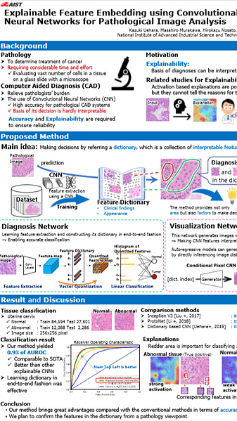 Explainable Feature Embedding using Convolutional Neural Networks for Pathological Image Analysis