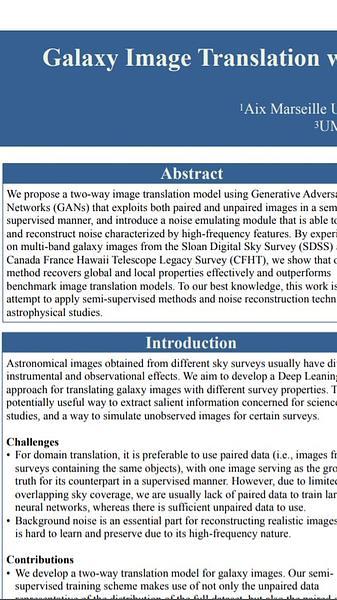 Galaxy Image Translation with Semi-supervised Noise-reconstructed Generative Adversarial Networks