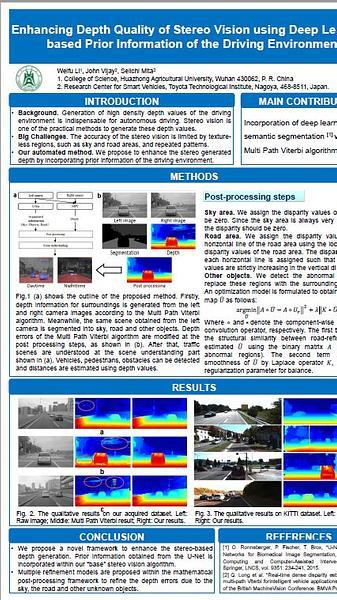 Enhancing Depth Quality of Stereo Vision using Deep Learning-based Prior Information of the Driving Environment