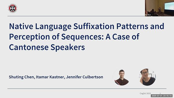 Native Language Suffixation Patterns and Perception of Sequences: A Case of Cantonese Speakers