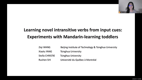 Learning novel intransitive verbs from input cues: Experiments with Mandarin-learning toddlers