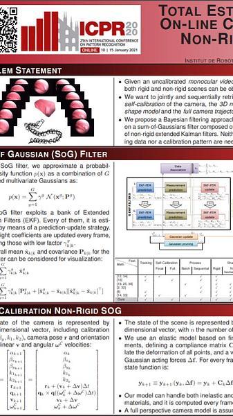 Total Estimation from RGB Video: On-line Camera Self-Calibration, Non-Rigid Shape and Motion