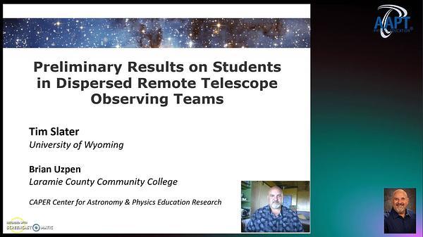 Preliminary Results on Students in Dispersed Remote Telescope Observing Teams