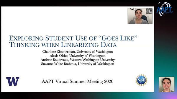 Exploring student use of "goes like" thinking when linearizing data