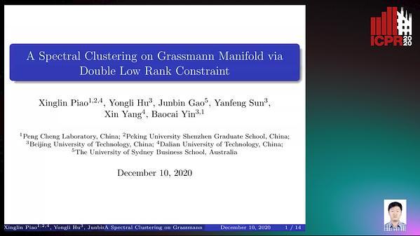 A Spectral Clustering on Grassmann Manifold via Double Low Rank Constraint