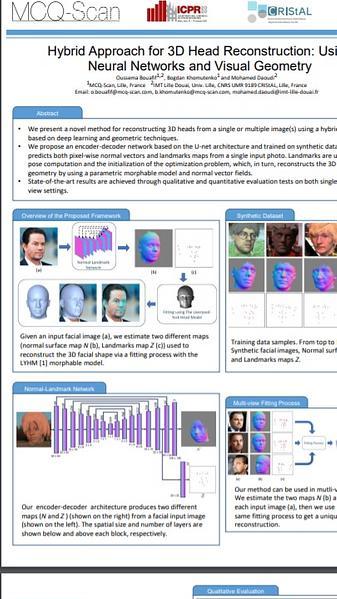 Hybrid Approach for 3D Head Reconstruction: Using Neural Networks and Visual Geometry