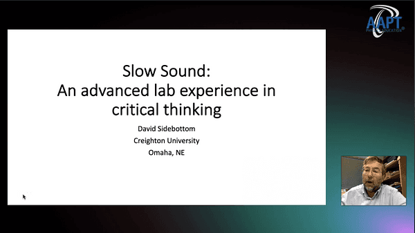 Slow Sound: An advanced lab experience in critical thinking