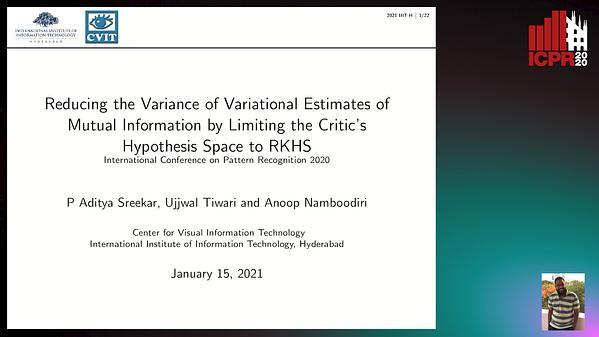 Reducing the Variance of Variational Estimates of Mutual Information by Limiting the Critic's Hypothesis Space to RKHS