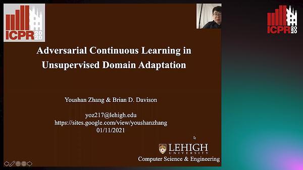Adversarial Continuous Learning in Unsupervised Domain Adaptation
