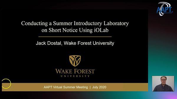 Conducting a Summer Introductory Laboratory on Short Notice Using iOLab