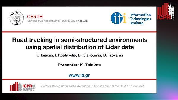 PRRoad tracking in semi-structured environments using spatial distribution of Lidar data