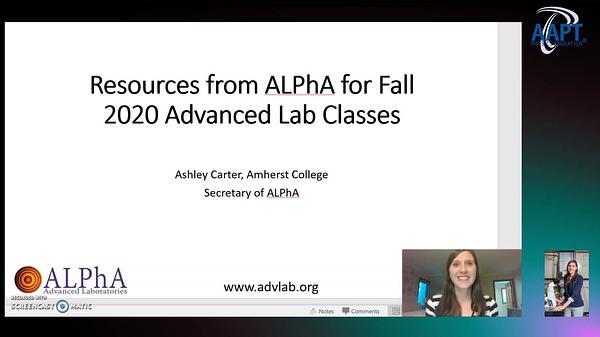 Resources from ALPhA for Fall 2020 Advanced Lab Classes