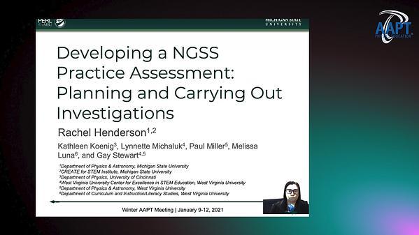 Developing a NGSS Practice Assessment: Planning and Carrying Out Investigations