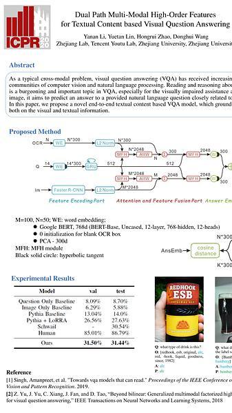 Dual Path Multi-modal High-Order Features for Textual Content based Visual Question Answering