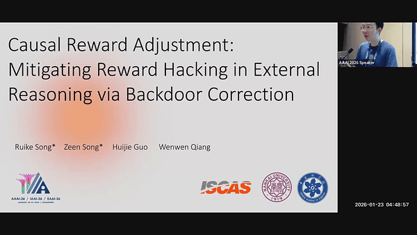 Causal Reward Adjustment: Mitigating Reward Hacking in External Reasoning via Backdoor Correction