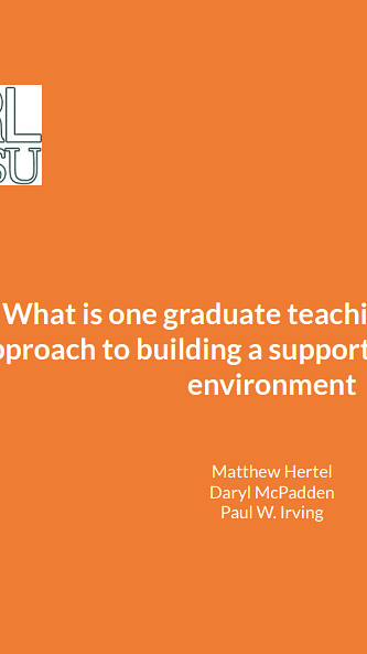 A graduate teaching assistant’s approach to facilitating a supportive peer network