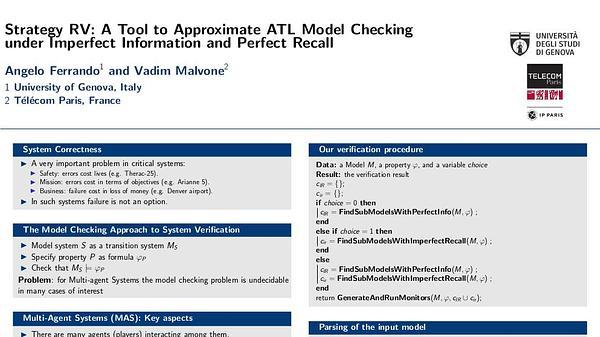 Strategy RV: A Tool to Approximate ATL Model Checking under Imperfect Information and Perfect Recall