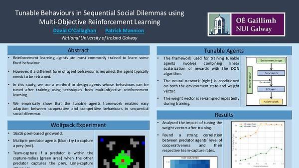 Tunable Behaviours in Sequential Social Dilemmas using Multi-Objective Reinforcement Learning