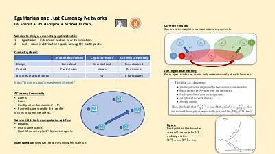 Egalitarian and Just Digital Currency Networks
