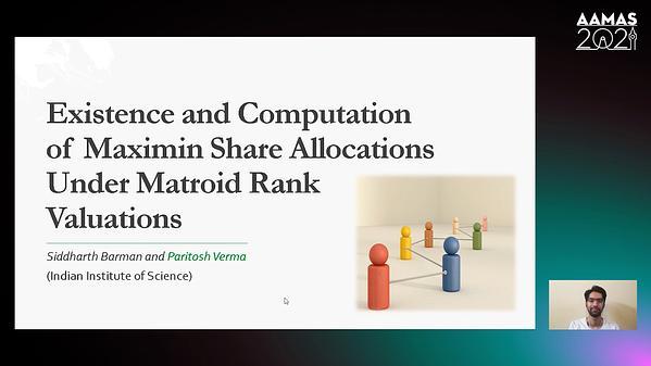Existence and Computation of Maximin Fair Allocations Under Matroid-Rank Valuations