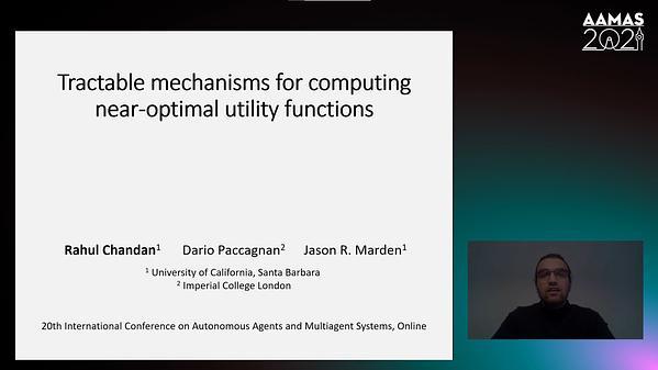 Tractable Mechanisms for Computing Near-Optimal Utility Functions