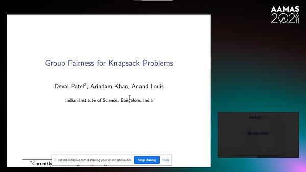 Group Fairness for Knapsack Problems