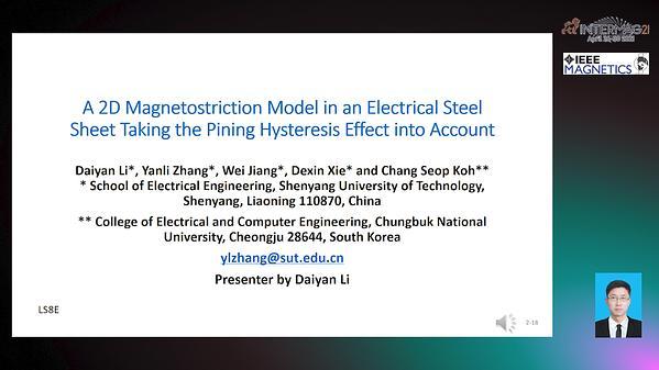 A 2D Vector Magnetostriction Model in an Electrical Steel Sheet Taking the Pining Hysteresis Effect into account