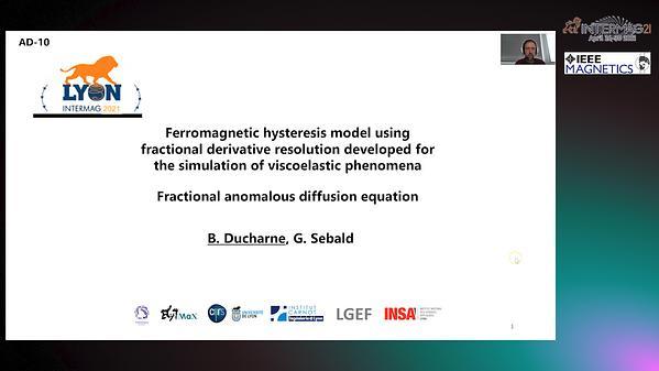 Ferromagnetic hysteresis model using fractional derivative resolution developed for the simulation of viscoelastic phenomena.