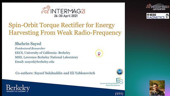  Spin-orbit torque rectifier for energy harvesting from weak radio-frequency