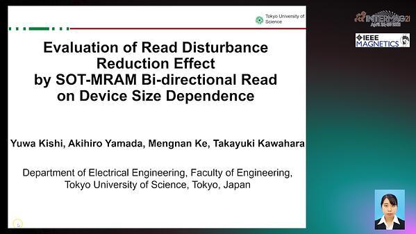  Evaluation of Read Disturbance Reduction Effect by SOT-MRAM Bi-directional Read on Device Size Dependence