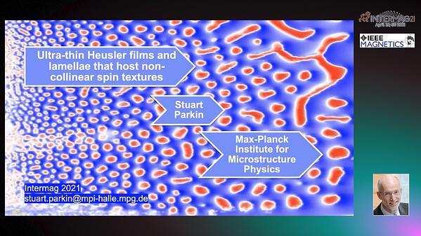  Ultra-thin Heusler films and lamellae that host non-collinear spin textures